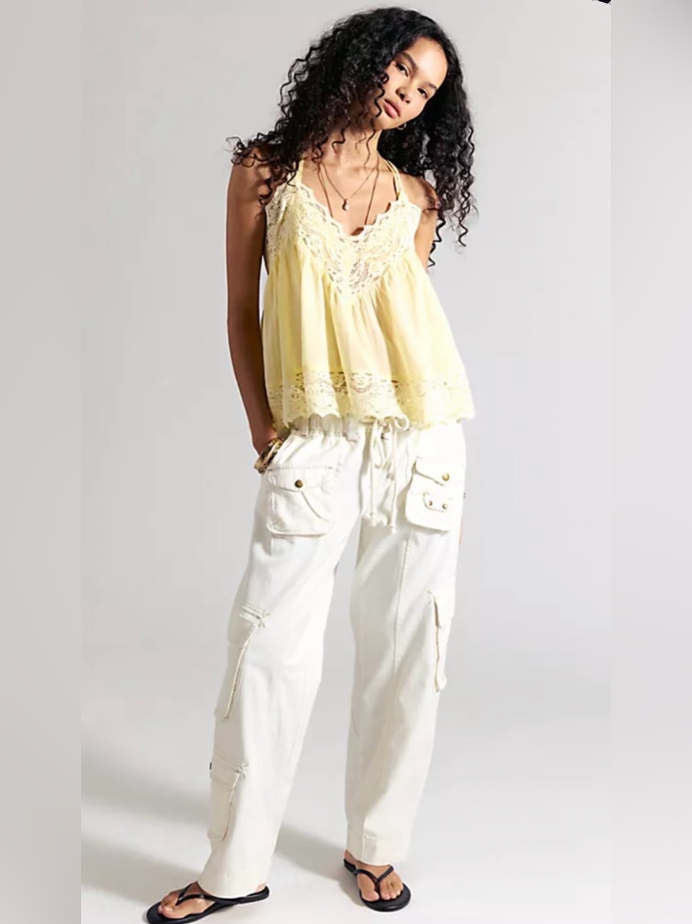 Free People Ivory Cargo Pants Size M